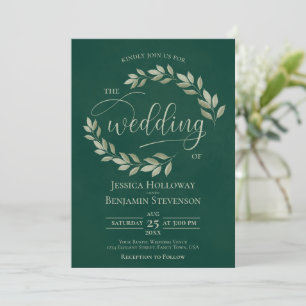 Rustic Sage Green Leaves Emerald Green Wedding Kaart
