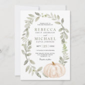 Rustic Sage Green Leaves White Pumpkin Wedding Kaart (Voorkant)