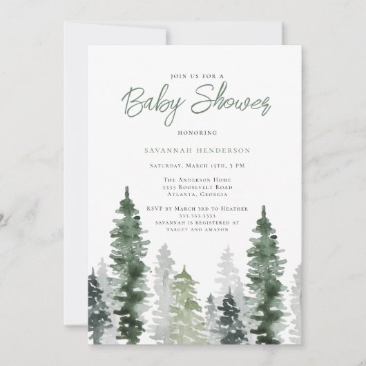 Rustic Sage Green Neutral Nature Baby Shower Kaart (Voorkant)