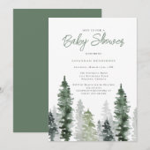 Rustic Sage Green Neutral Nature Baby Shower Kaart (Voorkant / Achterkant)