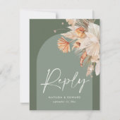 Rustic Sage Green Pampas Grass Modern over trend RSVP Kaartje (Voorkant)