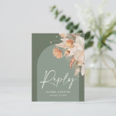 Rustic Sage Green Pampas Grass Modern over trend RSVP Kaartje (Staand voorkant)