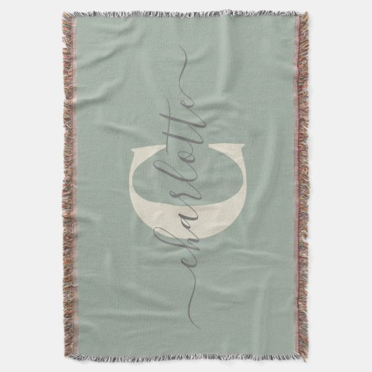 Rustic Sage Green Persoonlijke naam Monogramed Deken (Voorkant Verticaal)
