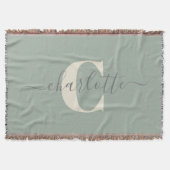 Rustic Sage Green Persoonlijke naam Monogramed Deken (Voorkant)