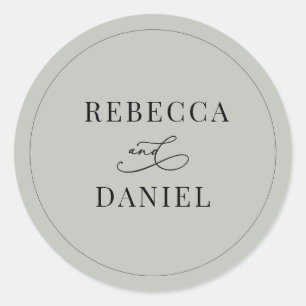 Rustic Sage Green Persoonlijke namen Wedding Ronde Sticker