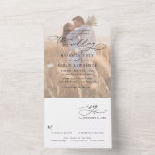 Rustic Sage Green Photo Wedding All In One Uitnodiging (Binnen)