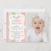 Rustic Sage Green Pink Floral Wood Birthday Foto Kaart (Voorkant)