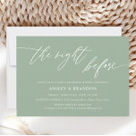 Rustic Sage Green Rehearsal Dinner Invitation Kaart<br><div class="desc">Rustic Sage Green Rehearsal Dinner Invitation voegt douanetekst aan de rug toe om het even welke extra informatie te verstrekken nodig voor uw gasten.</div>