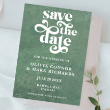 Rustic Sage Green Retro Typography Wedding