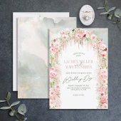 Rustic Sage Green & Roze Floral Arch Kaart