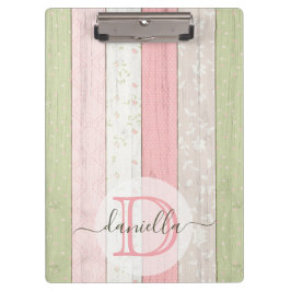 Rustic Sage Green & Roze Floral Wood op maat Klembord