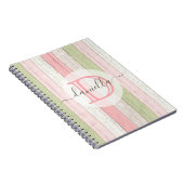 Rustic Sage Green & Roze Floral Wood op maat Notitieboek (Rechterzijde)