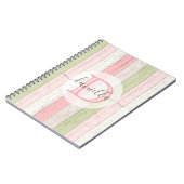 Rustic Sage Green & Roze Floral Wood op maat Notitieboek (Linkerzijde)