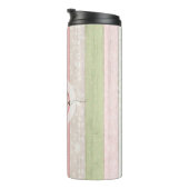 Rustic Sage Green & Roze Floral Wood op maat Thermosbeker (Geroteerd rechts)