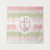 Rustic Sage Green & Roze Floral Wood op maat Wandkleed (Voorkant (horizontaal))