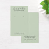 Rustic Sage Green Script Earring Display Card Visitekaartje (Bureau)