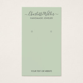Rustic Sage Green Script Earring Display Card Visitekaartje