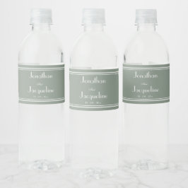 Rustic Sage Green Simple Garden Weddenschappen Nam Waterfles Etiket
