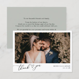 Rustic Sage Green Simple Wedding Photo Bedankkaart