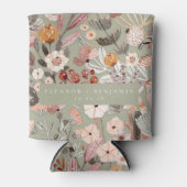 Rustic Sage Green Taupe Floral Boho Custom Wedding Blikjeskoeler (Voorkant)