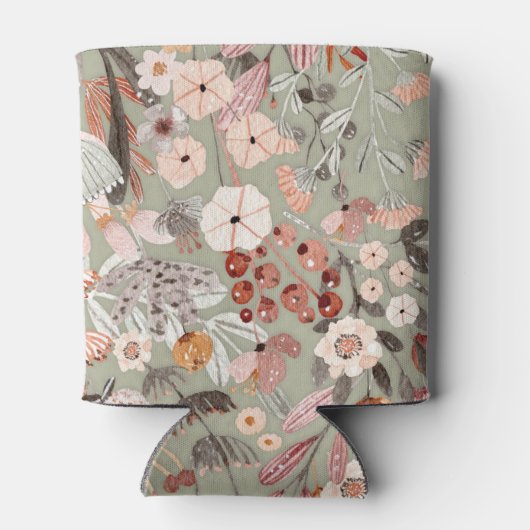 Rustic Sage Green Taupe Floral Boho Custom Wedding Blikjeskoeler (Achterkant)