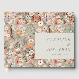 Rustic Sage Green Taupe Floral Boho Custom Wedding Gastenboek