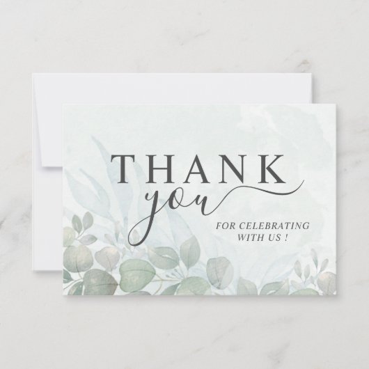 Rustic Sage Green Thank You Eucalyptus Wedding  Bedankkaart (Voorkant)