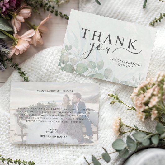 Rustic Sage Green Thank You Eucalyptus Wedding  Bedankkaart