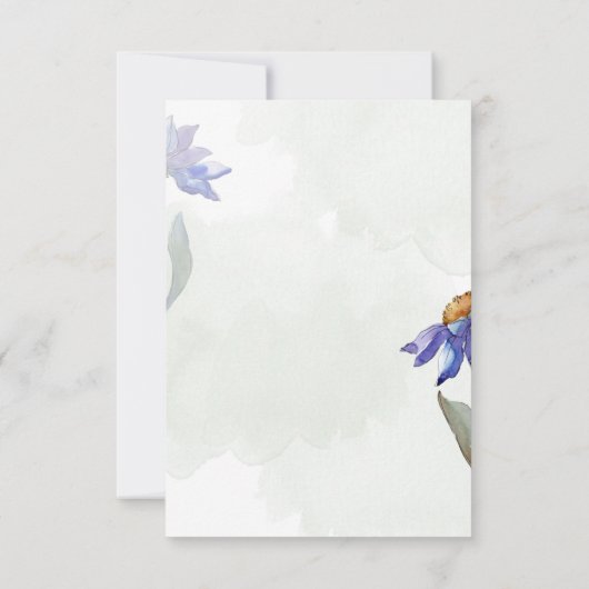 Rustic Sage Green Waterverf Paars Daisy Wedding RSVP Kaartje (Achterkant)
