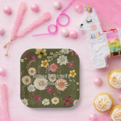 Rustic Sage Green Wildflower Papieren Bordje (Feest)