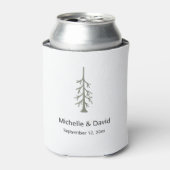 Rustic Sage Green Woodland Pine Tree Wedding  Blikjeskoeler (Blikje Voorkant)