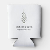 Rustic Sage Green Woodland Pine Tree Wedding Blikjeskoeler (Achterkant)