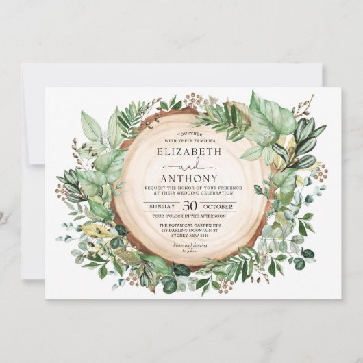 Rustic Sage Greenery Botanical Forest Wedding Kaart (Voorkant)