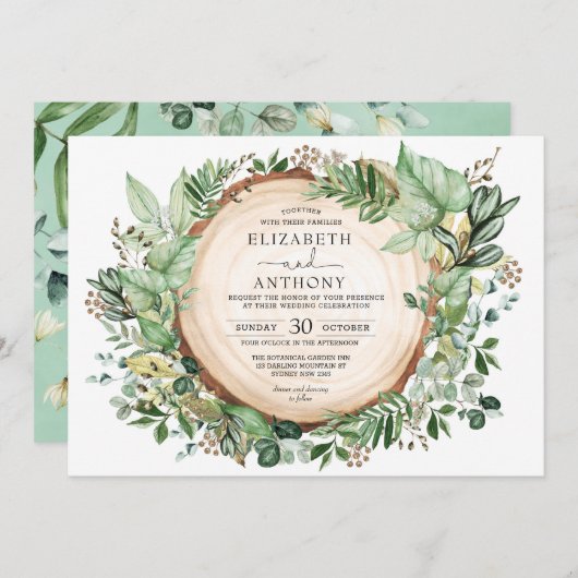 Rustic Sage Greenery Botanical Forest Wedding Kaart (Voorkant / Achterkant)