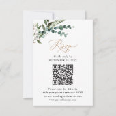Rustic Sage QR Code Greenery Gold Wedding RSVP Kaartje (Voorkant)