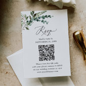 Rustic Sage QR Code Greenery Wedding RSVP Kaartje