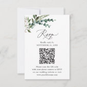 Rustic Sage QR Code Greenery Wedding RSVP Kaartje (Voorkant)