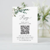 Rustic Sage QR Code Greenery Wedding RSVP Kaartje (Staand voorkant)