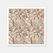 Rustic Sage Taupe Floral Boho botanisch patroon Servet (Voorkant)