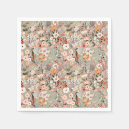 Rustic Sage Taupe Floral Boho botanisch patroon Servet