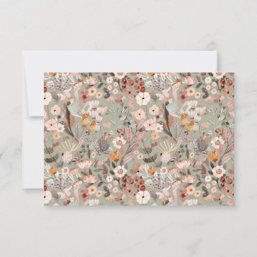 Rustic Sage Taupe Floral Boho Custom Wedding Bedankkaart (Achterkant)