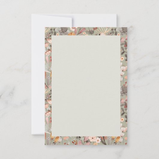 Rustic Sage Taupe Floral Boho Photo Wedding Bedankkaart (Achterkant)