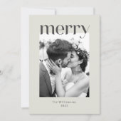 Rustic Sage Taupe Floral Boho Photo Wedding Feestdagenkaart (Voorkant)