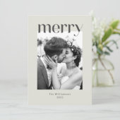 Rustic Sage Taupe Floral Boho Photo Wedding Feestdagenkaart (Staand voorkant)