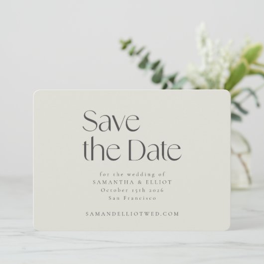 Rustic Sage Taupe Floral Boho Wedding Custom Save The Date (Staand voorkant)