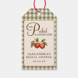 Rustic Salie Groene Gingham Appel Bruiloftsborrel Cadeaulabel