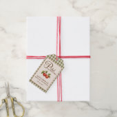 Rustic Salie Groene Gingham Appel Bruiloftsborrel Cadeaulabel (Met Touw)
