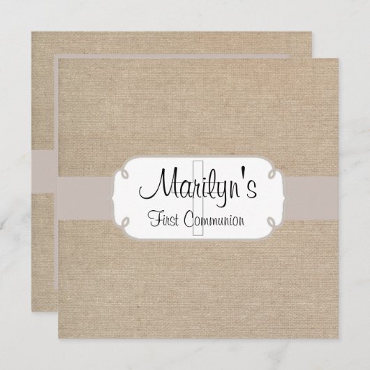 Rustic Salmon and Beige Burlap First Community Kaart (Voorkant / Achterkant)