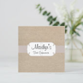 Rustic Salmon and Beige Burlap First Community Kaart (Staand voorkant)