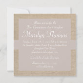 Rustic Salmon and Beige Burlap First Community Kaart (Achterkant)